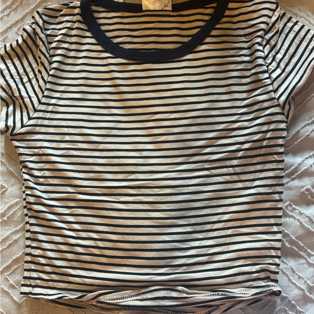 Striped Navy and White Women's Top